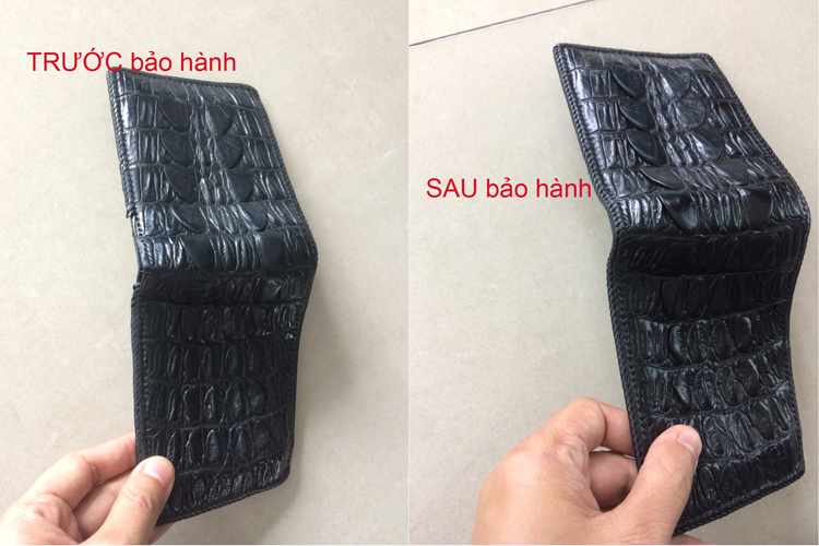 Bảo hành bóp da trước và sau khi đan viền D1141