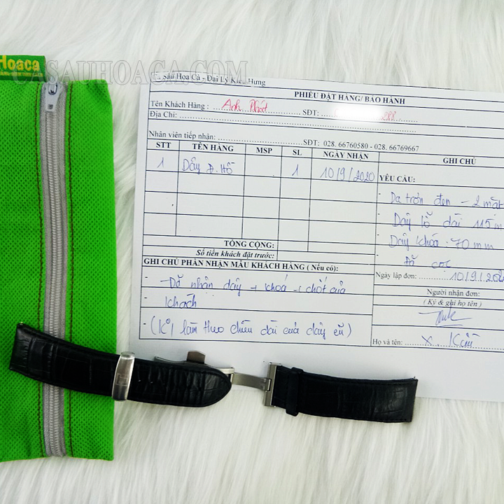 Hàng đặt dây đồng hồ cá sấu hoa cà 22-20mm