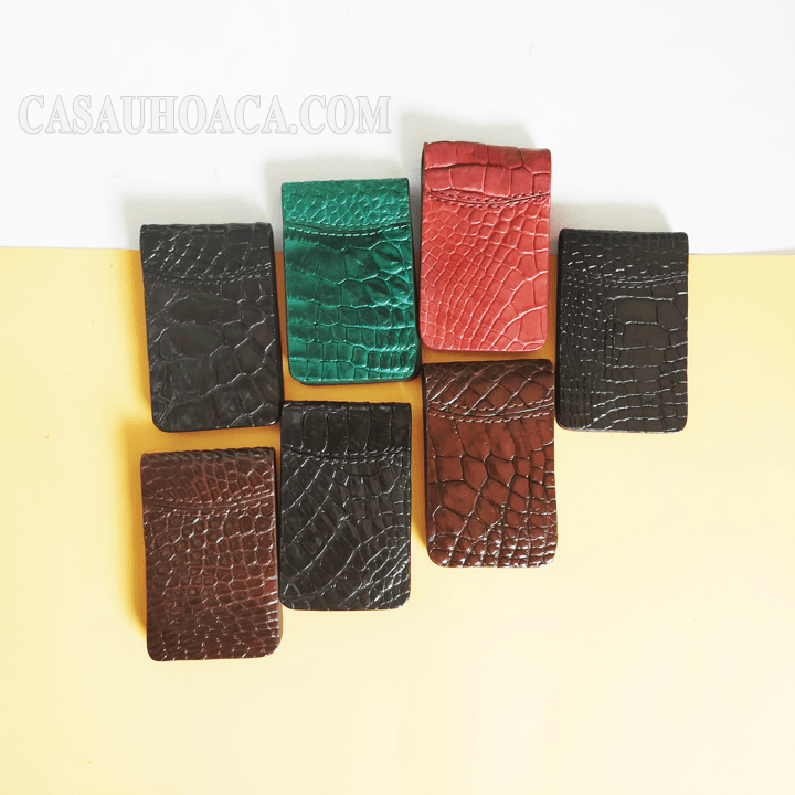 Kẹp tiền da cá sấu hoa cà  - 2173