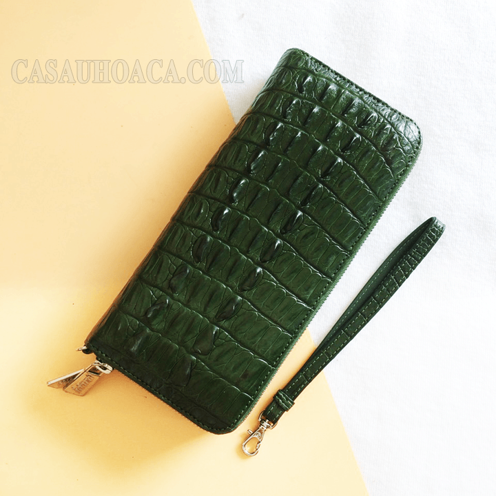 Ví dài nữ da cá sấu hoa cà - 1180